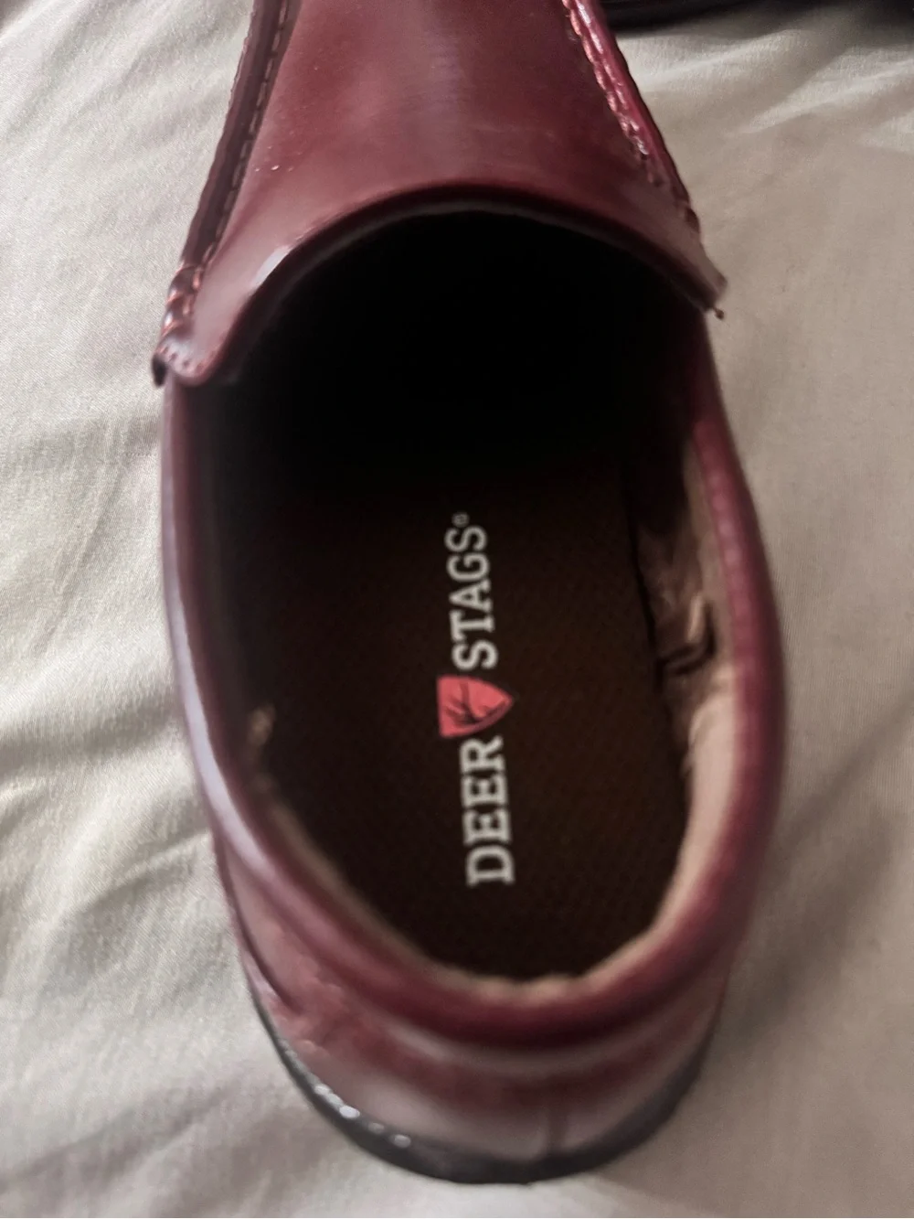 Deer Stags Kids Moccasins in Burgundy